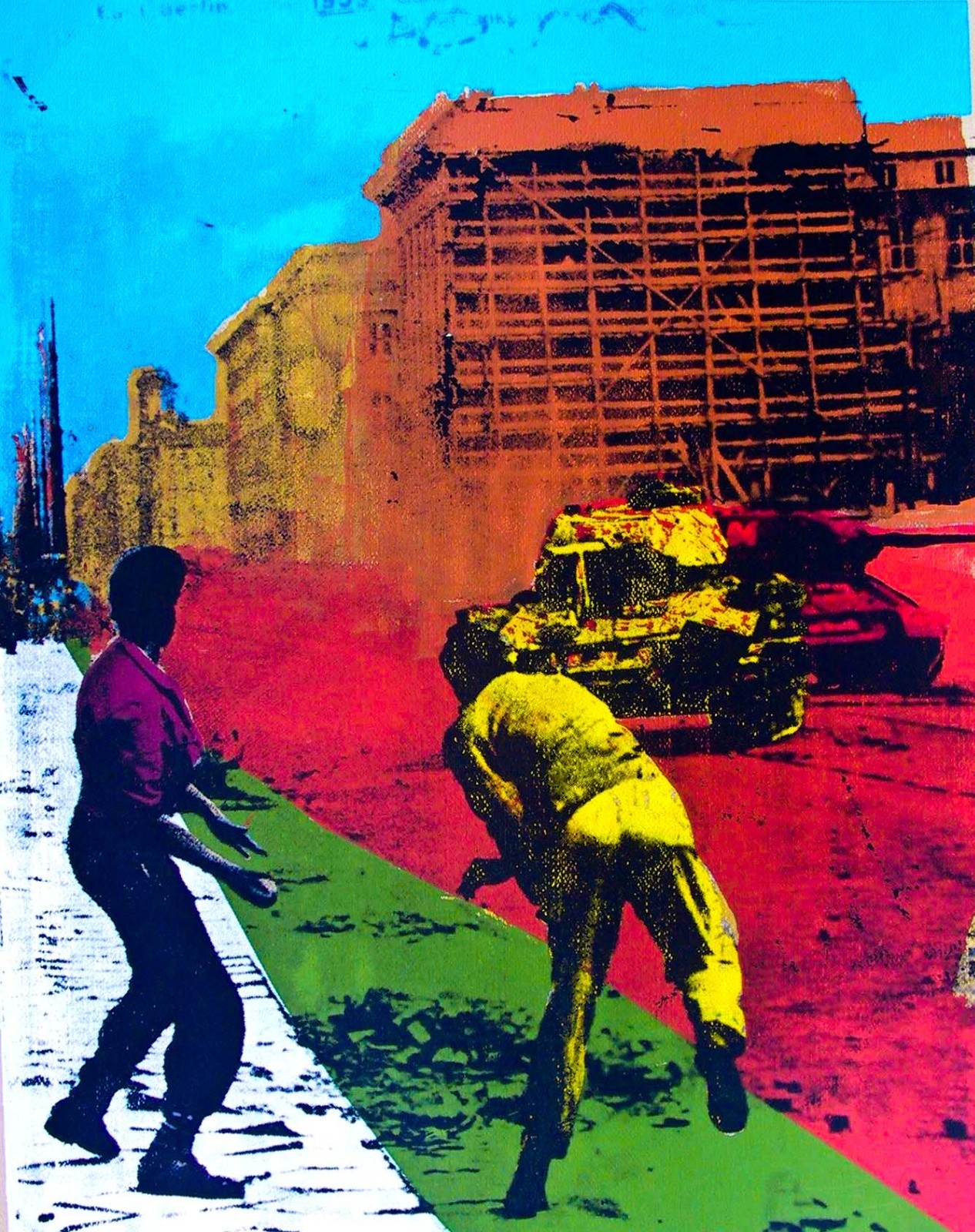 Berlin riot silk screen by TD 1980 